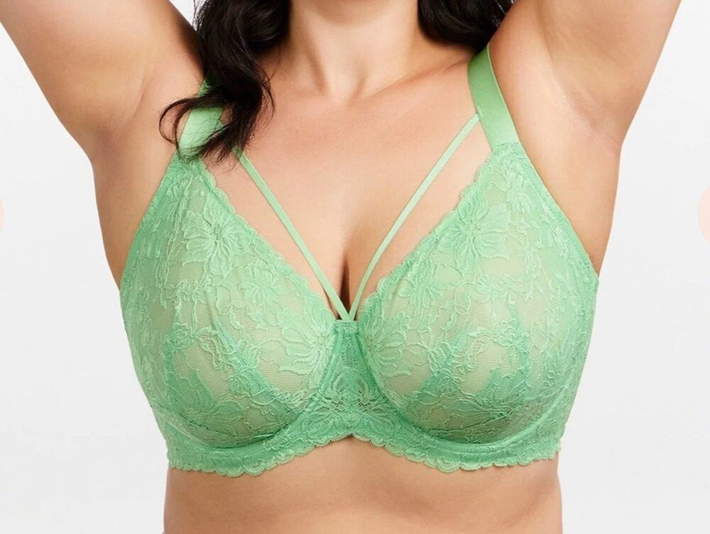 HSIA Minimizer Bra for Women Full Coverage, Unlined Lace Underwire Green Sz 36H